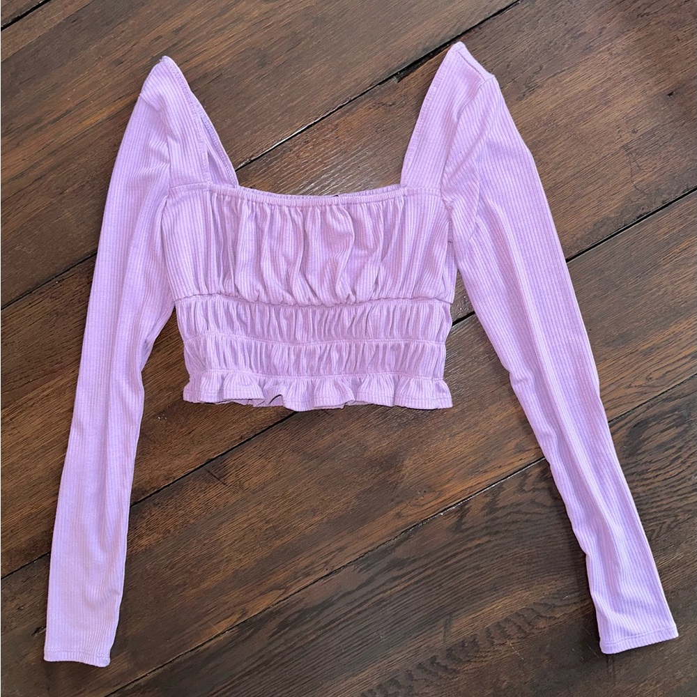 NWT Lavender Long Sleeve Crop Top Size S